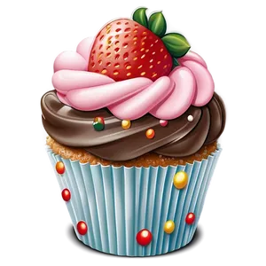 Cute Strawberry In Cupcake Png 06252024 PNG image