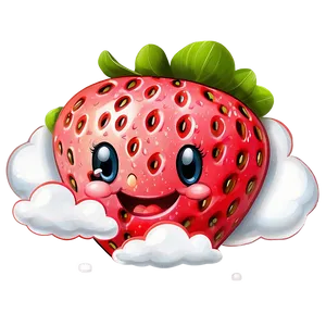 Cute Strawberry On Cloud Png Qnb PNG image