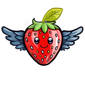 Cute Strawberry With Wings PNG 47