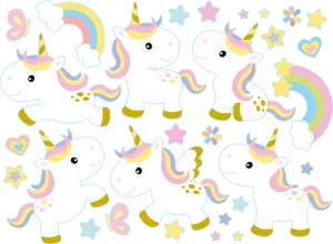 Cute Unicorn Characters Set PNG