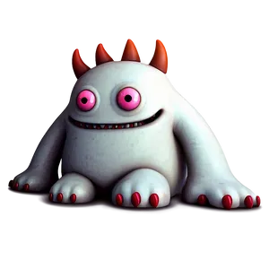 Cute White Monster Illustration Png 48 PNG image