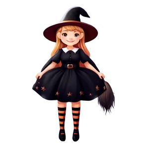 Cute Witch Illustration PNG Dbg