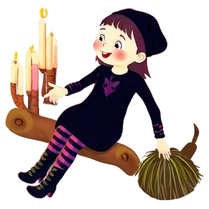 Cute Witch Illustration PNG Ksh53