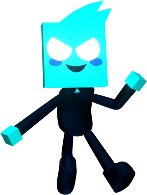 Cyan Character3 D Model PNG image