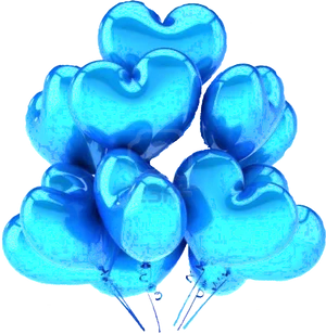 Cyan Heart Balloons Cluster PNG image