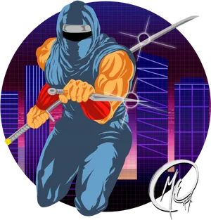 Cyber Ninja Warrior Artwork PNG image