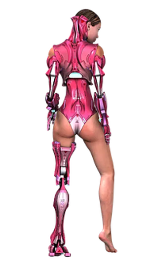 Cybernetic_ Armor_ Female_ Back_ View