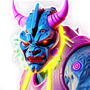 Cyberpunk Oni Neon Art PNG Ntb PNG