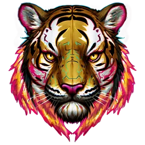 Cyberpunk Tiger Face Art Png Jaw PNG image