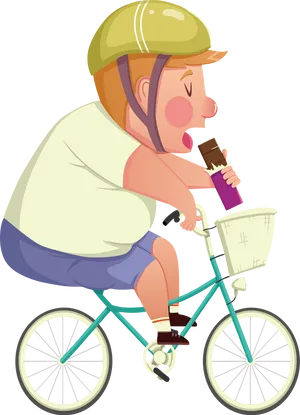 Cycling With Ice Cream Cartoon PNG image