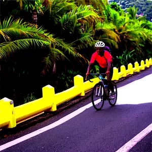 Cyclist On Coastal Road PNG Upb PNG