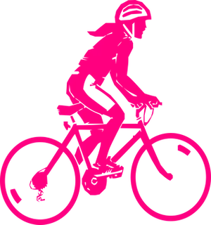 Cyclist Silhouette Pink Black Background