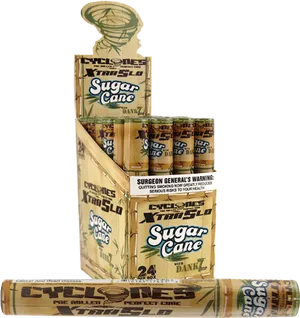 Cyclones Sugar Cane Pre Rolled Cones Display PNG image