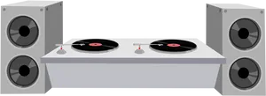 D J Setupwith Turntablesand Speakers PNG