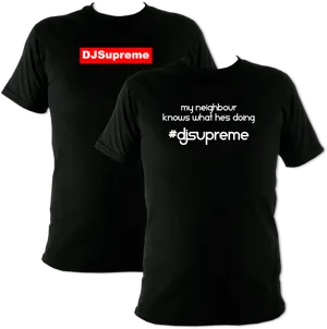 D J Supreme Branded Black T Shirts PNG image
