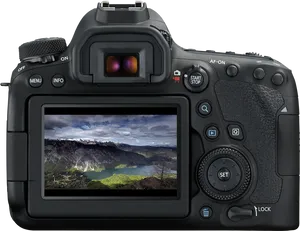 D S L R Camera Displaying Landscape PNG image