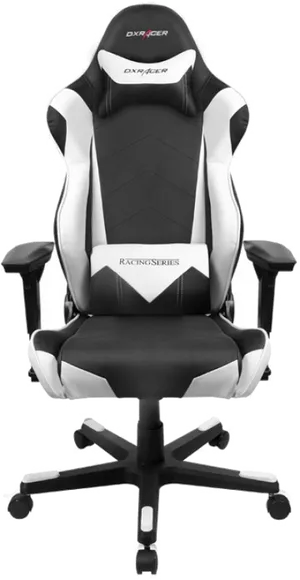 D X Racer Racing Series Gaming Chair Black White PNG image