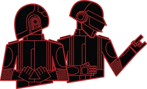 Daft Punk Red Outline Graphic PNG