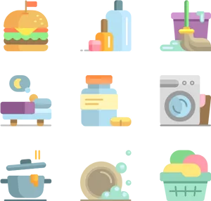 Daily Routine Icons Set PNG image