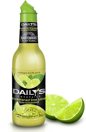 Dailys Cocktail Sweetened Lime Juice Bottle PNG image