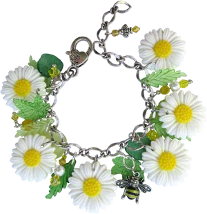 Daisy Chain Braceletwith Bee Charm PNG image