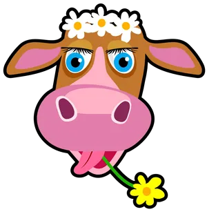 Daisy Crown Cow Cartoon PNG image