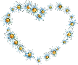 Daisy Heart Frameon Black Background PNG image