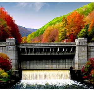 Dam Amidst Autumn Foliage PNG 90 PNG