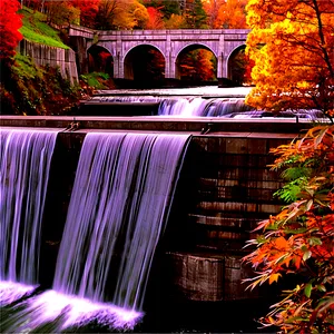 Dam Amidst Autumn Foliage PNG Udf PNG