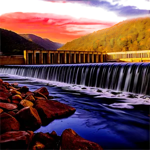 Dam At Golden Hour Sunset PNG 06292024 PNG