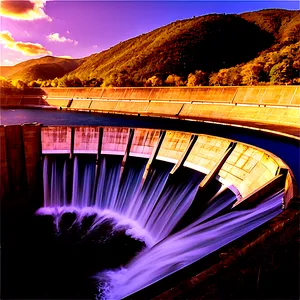 Dam At Golden Hour Sunset PNG 37 PNG