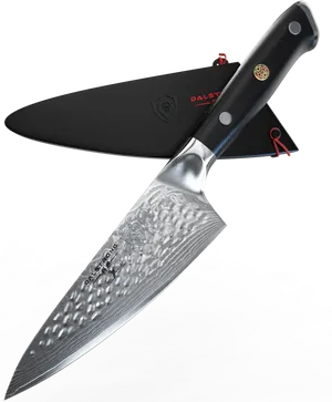 Damascus Chef Knifewith Sheath PNG image