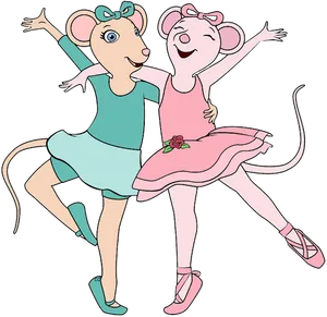Dancing Mice Ballerinas Illustration PNG image
