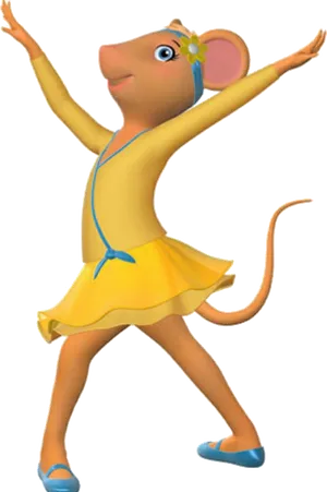 Dancing Mouse Character Yellow Dress PNG image