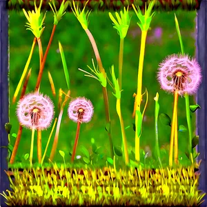 Dandelion Field Sunrise PNG Red97 PNG