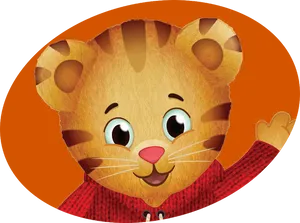 Daniel Tiger Cartoon Character Waving PNG image