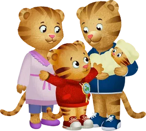 Daniel Tigerand Family Illustration PNG image