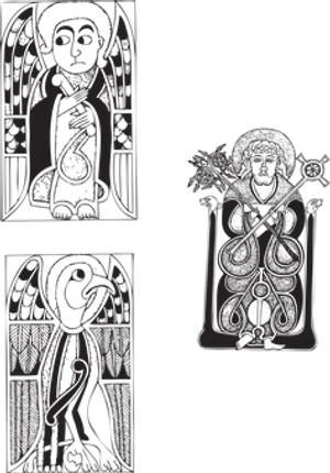 Dark Angelic Figures Engravings PNG image