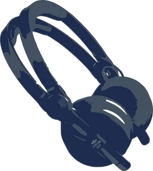 Dark Blue Headphones Silhouette PNG image