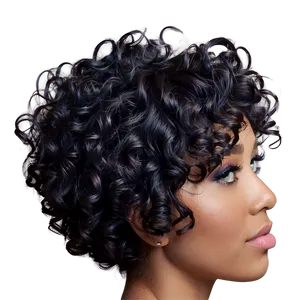 Dark Curly Hair Shine PNG 05242024
