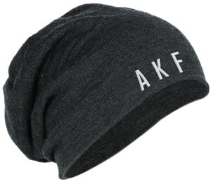 Dark Gray Beanie A K F Embroidery PNG image