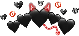 Dark Heartsand Devil Emoji PNG image