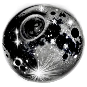Dark Moon With Stars PNG Bcp10