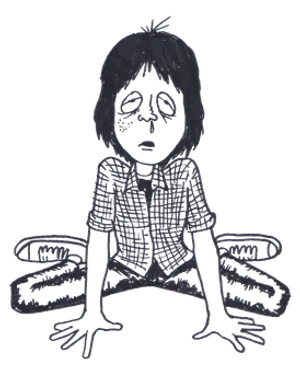 Dark Sketchof Child Sitting