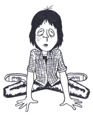 Dark Sketchof Child Sitting PNG image