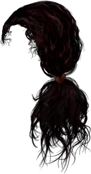 Dark Wavy Hair Tied Up PNG image