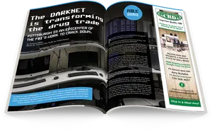 Darknet Drug Trade Article Magazine Spread PNG image