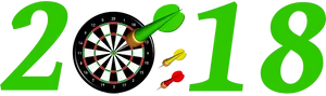 Dartboardwith Dartand2018 Graphic PNG image