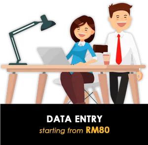 Data Entry Promotion Office Setting PNG image