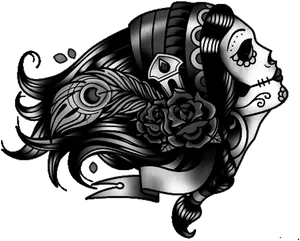 Dayofthe Dead Skull Tattoo Design PNG image